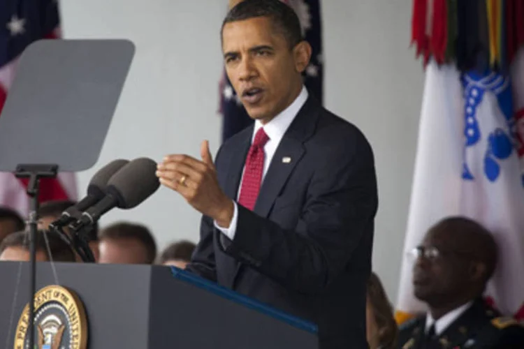 O presidente dos EUA, Barack Obama, em discurso: projeto tem como objetivo reduzir o déficit fiscal do país, que atualmente é de US$ 1,4 trilhão (.)