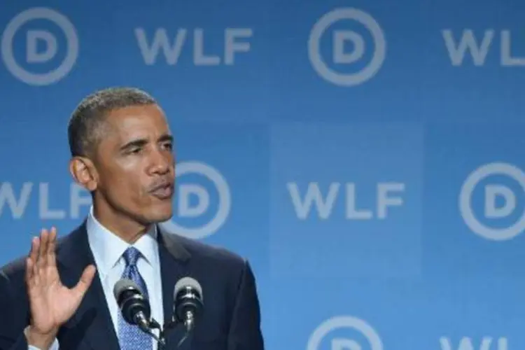 O presidente americano, Barack Obama, fala em um fórum democrata de questões da mulher em Washington DC (Mandel Ngan/AFP)