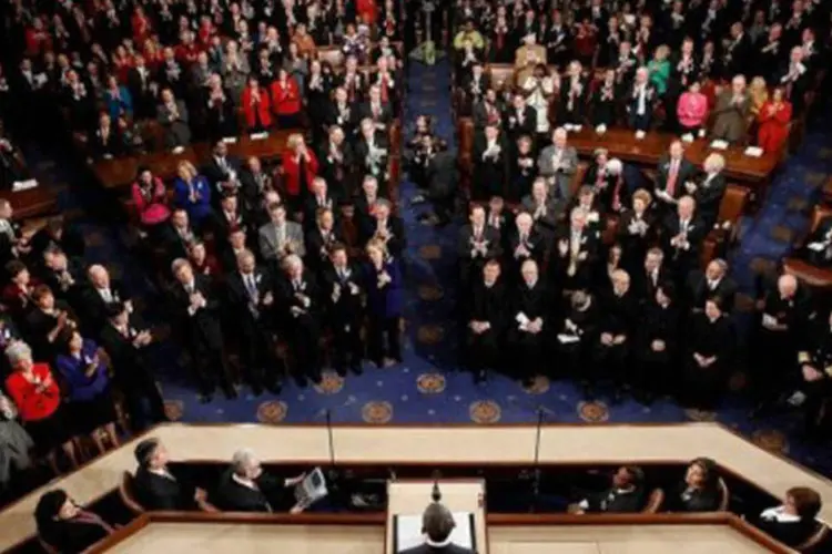 O presidente dos EUA, Barack Obama, em discurso: pela primeira vez na América do Sul (Chip Somodevilla/AFP/Getty Images)