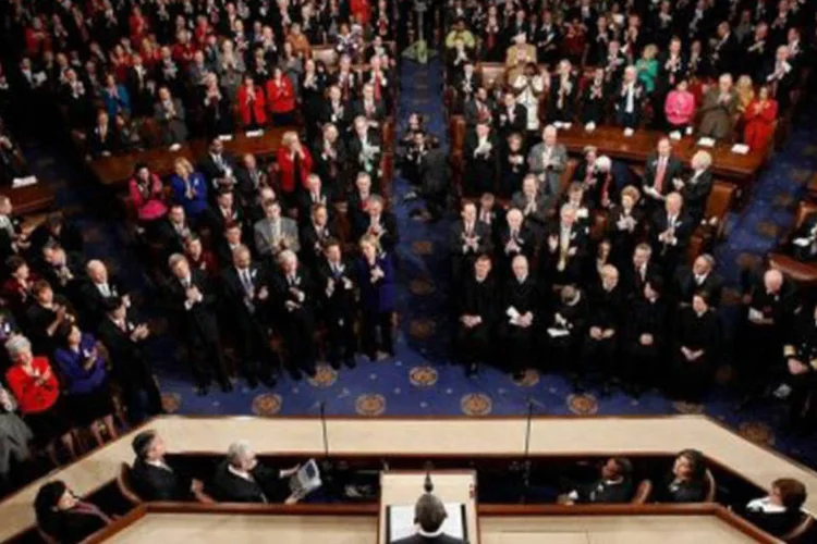 O presidente dos EUA, Barack Obama, em discurso: pela primeira vez na América do Sul (Chip Somodevilla/AFP/Getty Images)