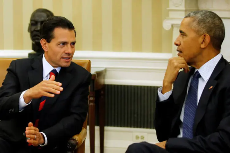 
	Obama e Pe&ntilde;a Nieto: segundo o governo americano, o objetivo do encontro &eacute; &quot;destacar a alian&ccedil;a bilateral&quot; com o M&eacute;xico
 (Carlos Barria / Reuters)