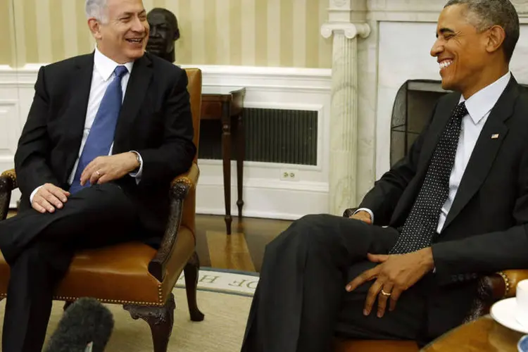 
	Barack Obama recebe o primeiro-ministro de Israel, Benjamin Netanyahu, na Casa Branca, em Washington
 (Kevin Lamarque/Reuters)