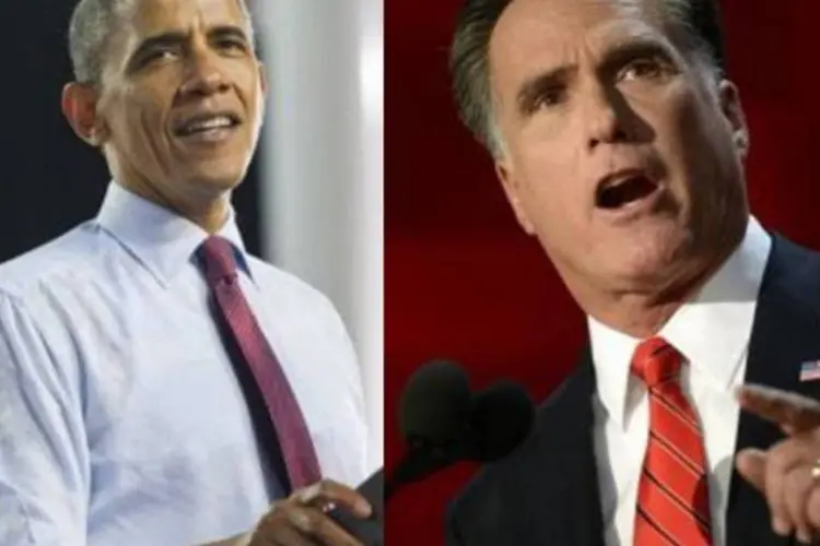 
	Barack Obama e Mitt Romney disputam a Casa Branca, nos Estados Unidos
 (AFP/Montagem de Pedro Zambarda/EXAME.com)
