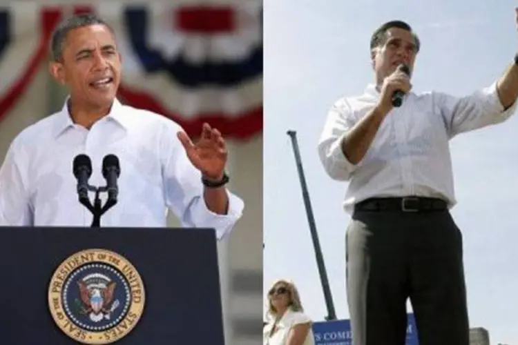 O democrata Barack Obama disputa a presidência com o republicano Mitt Romney (AFP e Getty Images/Montagem de EXAME.com)