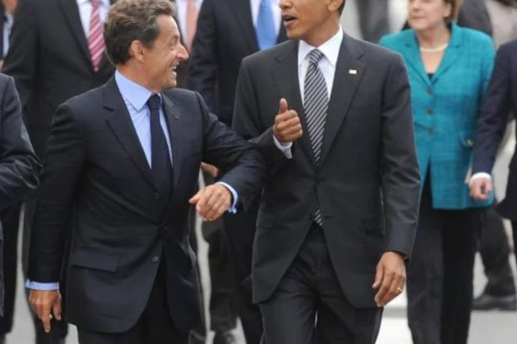 Barack Obama e Nicolas Sarkozy falaram ainda sobre a guerra no Afeganistão, o programa nuclear iraniano e o desempenho da economia mundial (Jeff J Mitchell/Getty Images)