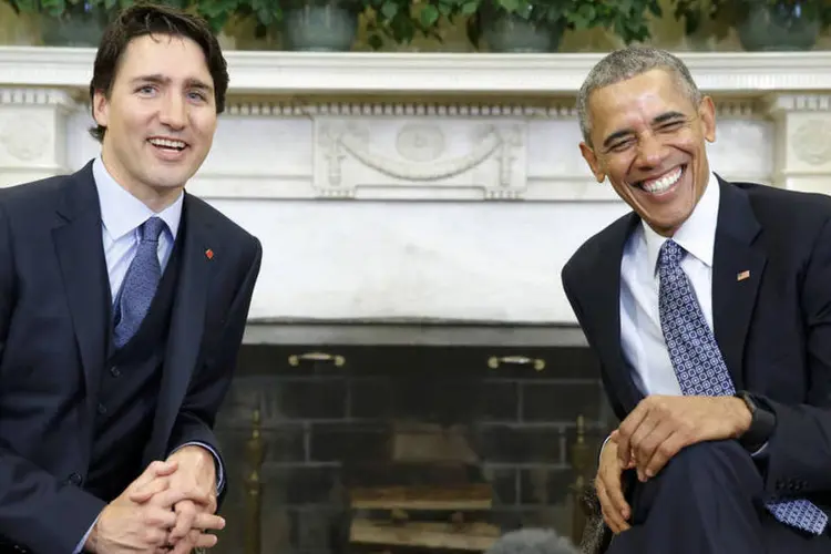 
	Barack Obama e Justin Trudeau: &quot;Canad&aacute; e Estados Unidos trabalhar&atilde;o juntos para implementar o hist&oacute;rico acordo de Paris&quot;
 (Jonathan Ernst / Reuters)