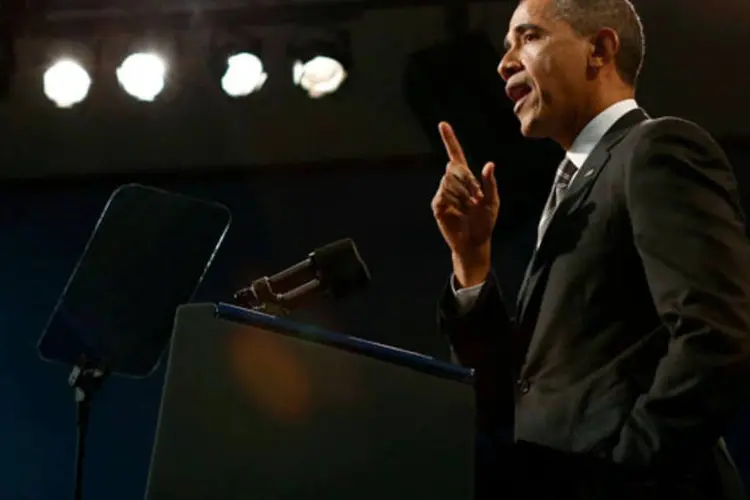 Presidente Obama realizando um discurso (REUTERS/Kevin Lamarque)