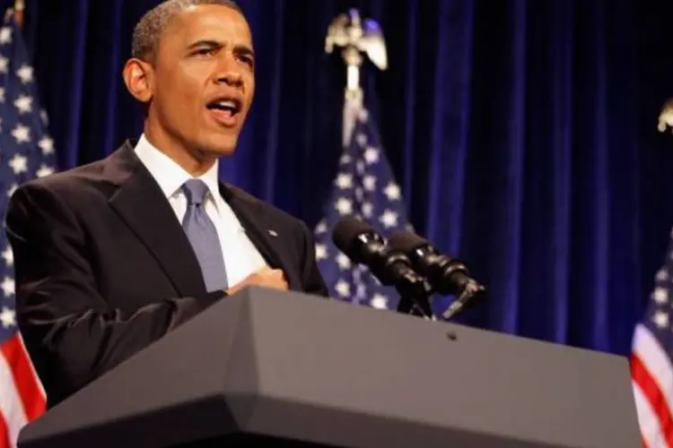Barack Obama discursava sobre o Oriente Médio e o norte da África, onde levantes derrubaram governantes autoritários nos últimos meses (Chip Somodevilla/Getty Images)