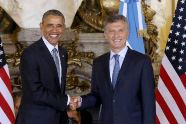 
	Obama e Macri: as autoridades tamb&eacute;m fizeram uma declara&ccedil;&atilde;o em apoio &agrave; OEA e ao Sistema Interamericano de Direitos Humanos
 (AFP)