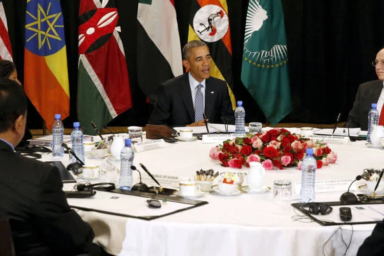 
	Obama em reuni&atilde;o no Sud&atilde;o do Sul: o pa&iacute;s foi fundado em 2011 gra&ccedil;as ao apoio e ao dinheiro dos Estados Unidos
 (Reuters/ Jonathan Ernst)