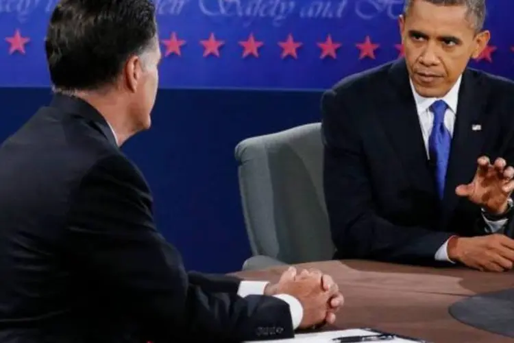 Mitt Romney e Barack Obama no último debate presidencial dos EUA (Rick Wilking/Reuters)