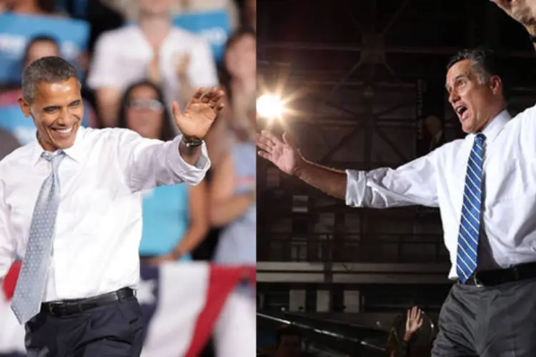 Obama e Romney em campanha: os vice presidentes também vão debater (Getty Images/montagem EXAME.com)