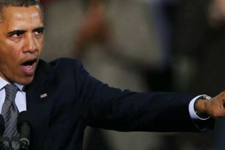 O presidente Barack Obama durante discursos sobre o controle de armas na Universidade de Hartford (AFP / Spencer Platt)