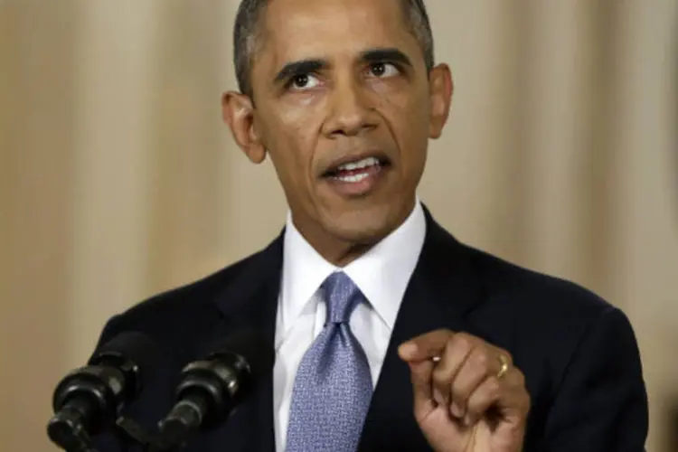 
	Barack Obama: o presidente afirmou que o governo seguir&aacute; apoiando uma solu&ccedil;&atilde;o diplom&aacute;tica que obrigue o regime s&iacute;rio a entregar e destruir as armas qu&iacute;micas&nbsp;
 (Evan Vucci/Pool via Bloomberg)