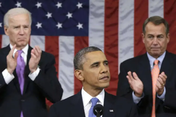 
	Presidente dos EUA, Barack Obama: em seu discurso, ele disse que os EUA v&atilde;o trazer 34 mil soldados norte-americanos de volta do Afeganist&atilde;o no pr&oacute;ximo ano
 (Charles Dharapak/Pool/Reuters)