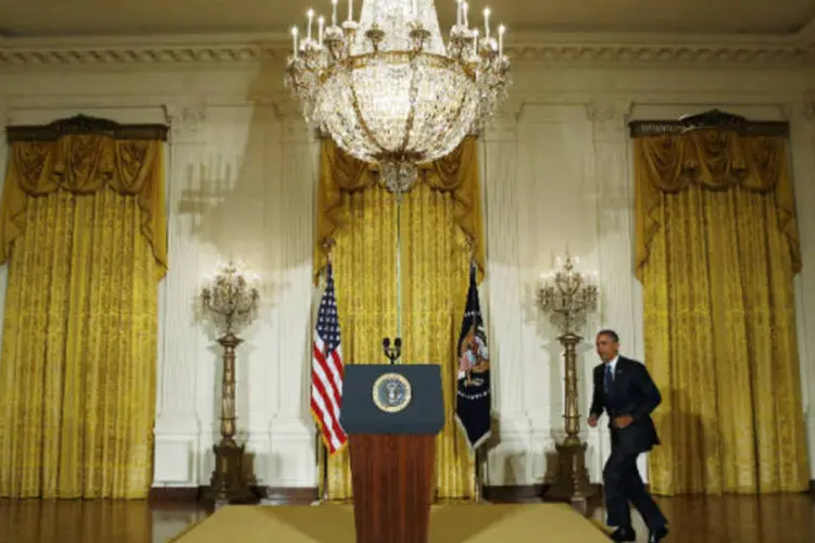 
	O presidente dos Estados Unidos, Barack Obama, chega &agrave; Casa Branca para discurso
 (REUTERS/Kevin Lamarque)