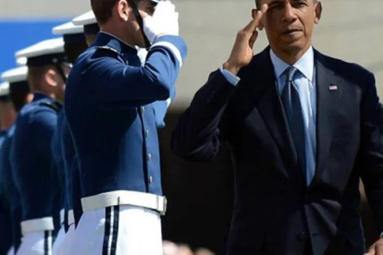 "Em todo o mundo, os Estados Unidos mostram mais uma vez qual é o caminho", declarou o presidente, pedindo "dignidade e liberdade" no mundo (©AFP / Jewel Samad)