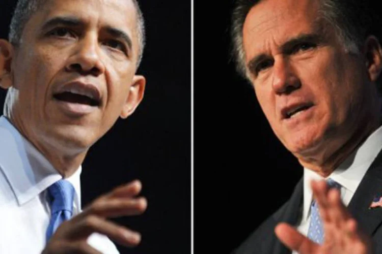 O presidente democrata Barack Obama (E) e o candidato republicano, Mitt Romney (©AFP / -)