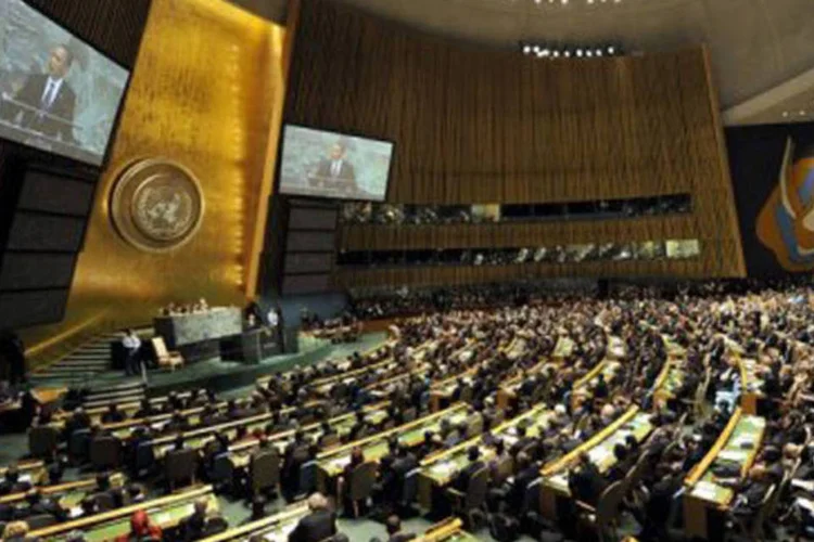 Barack Obama na Assembleia da ONU: antes de Obama, a presidente Dilma Rousseff defendeu na Assembleia o direito dos países emergentes de protegerem suas economias (©AFP / Emmanuel Dunand)