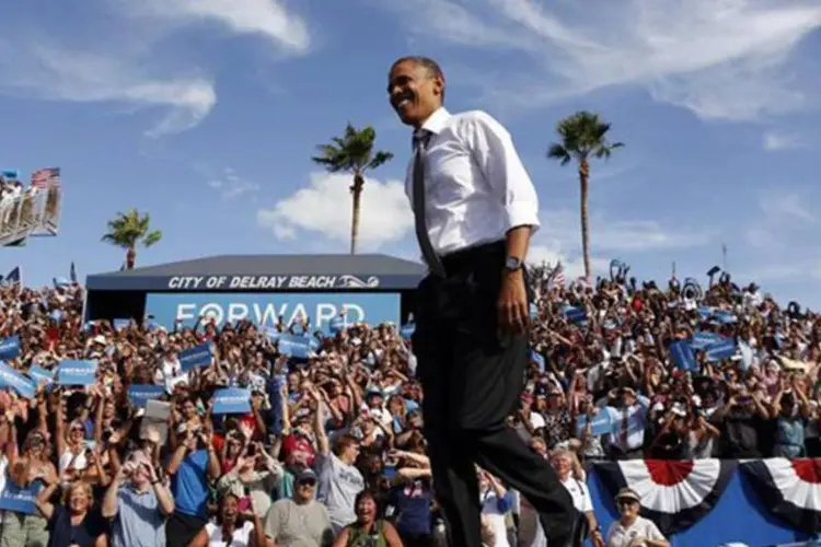 
	Obama durante campanha na Fl&oacute;rida: presidente tem boa aprova&ccedil;&atilde;o entre hisp&acirc;nicos, mas os n&uacute;meros nesse estado-chave n&atilde;o impressionam
 (REUTERS/Kevin Lamarque)