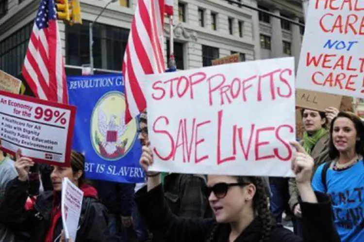 Protesto contra Wall Street, nos EUA (Emmanuel Dunand/AFP)