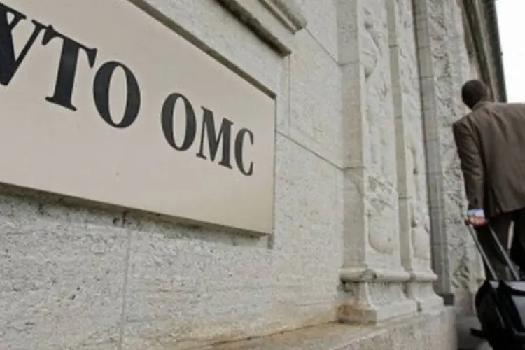 
	Sede da OMC em Genebra: governo da &Iacute;ndia se recusa a aceitar o acordo que se negocia na confer&ecirc;ncia da OMC
 (©AFP / Fabrice Coffrini)