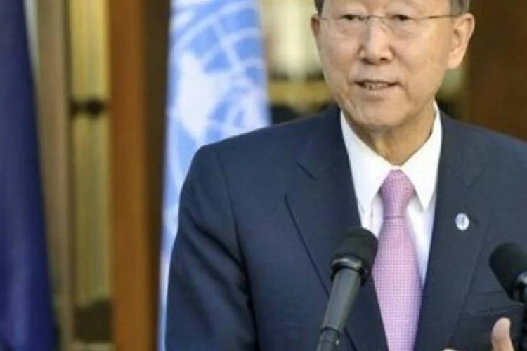 Secretário-geral da ONU, Ban Ki-Moon, fala à imprensa durante coletiva, em Canberra, Austrália (AFP)