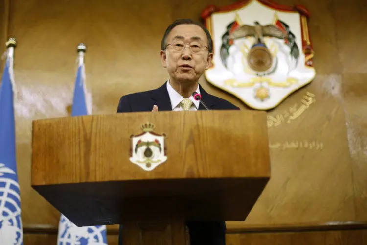 O secretário-geral da ONU, Ban Ki-moon, durante discurso (Muhammad Hamed/Reuters)