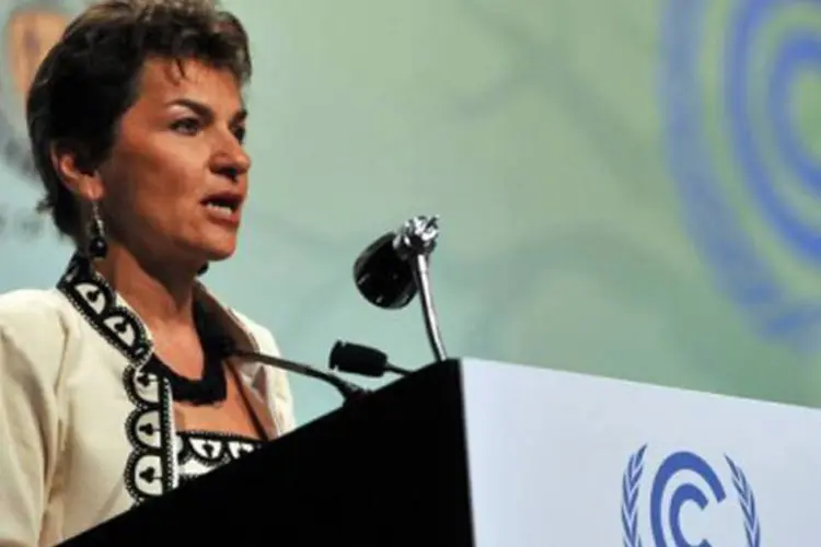 A diretora da Convenção sobre o Clima da ONU, Christiana Figueres nas negociações de Durban: "só acontecerá se for de baixo para cima, se o setor privado participar" (Alexander Joe/AFP)