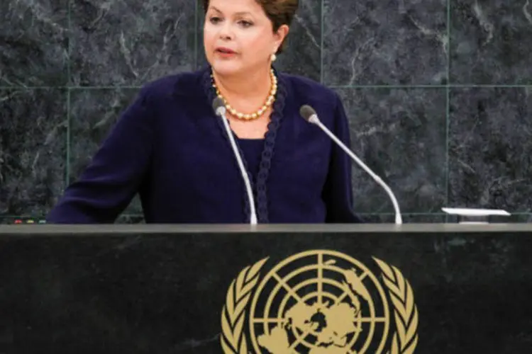 
	Presidenta Dilma Rousseff durante abertura do debate geral da 68&ordf; Assembleia-geral das Na&ccedil;&otilde;es Unidas, quando criticou a espionagem americana
 (Agência Brasil)