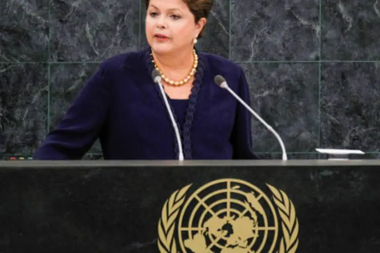 
	Dilma em abertura do debate da Assembleia Geral da ONU: reportagem do Guardian diz que discurso sinalizou que espionagem teria como alvo &quot;setores estrat&eacute;gicos&quot; da economia brasileira
 (Agência Brasil)