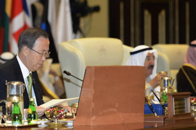Secretário-geral da ONU, Ban Ki-moon, durante uma conferência de doadores no Kuwait (Stephanie McGehee/Reuters)