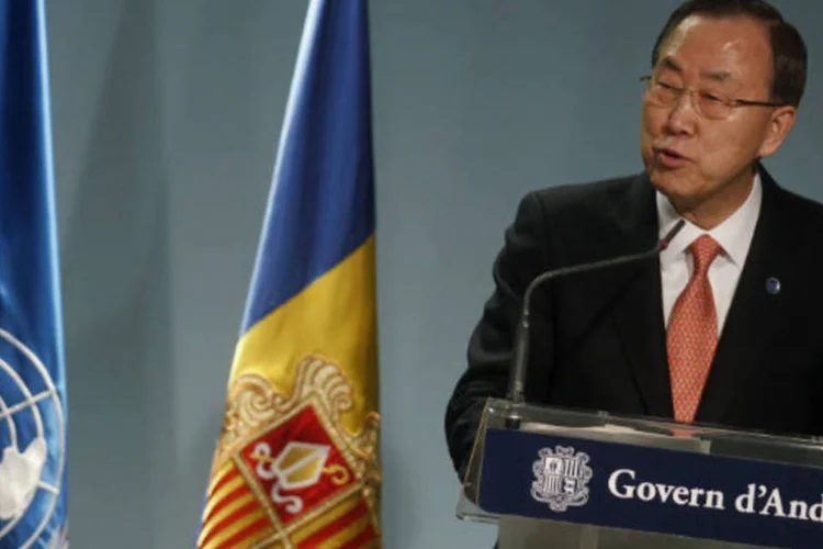 
	Secret&aacute;rio-geral da ONU, Ban Ki-moon: a vota&ccedil;&atilde;o de hoje coroa mais de uma d&eacute;cada de campanha de ativistas e alguns governos para regular o com&eacute;rcio internacional de armas 
 (REUTERS/Albert Gea)