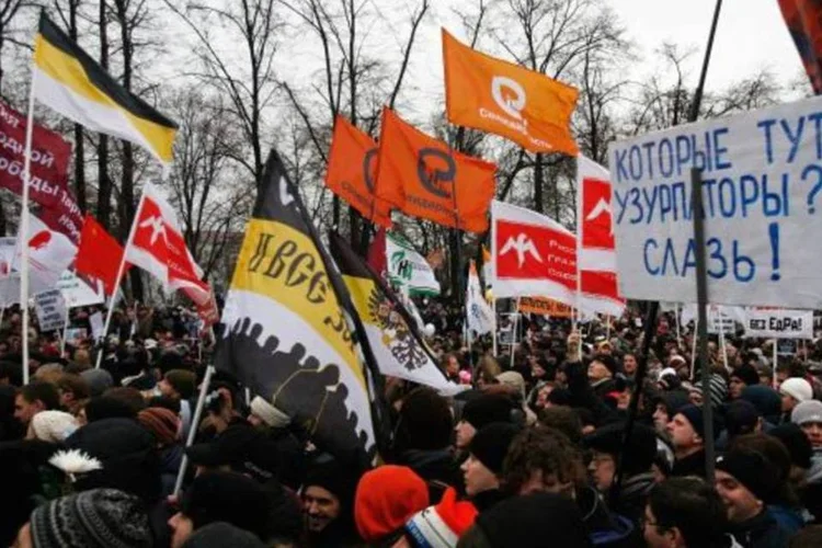 As manifestações de sábado em Moscou e outras cidades russas foram os maiores protestos contra o governo da era pós-soviética (Harry Engels/Getty Images)