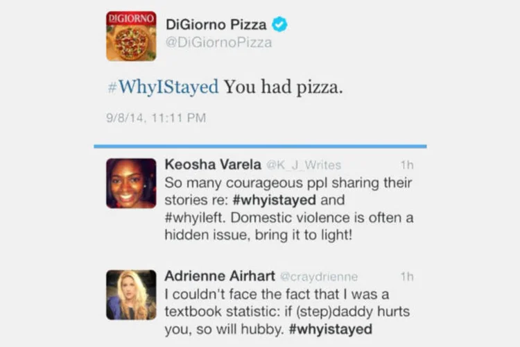 Fail da pizzaria DiGiorno: mensagem foi excluída e marca se desculpou (Reprodução/Twitter)