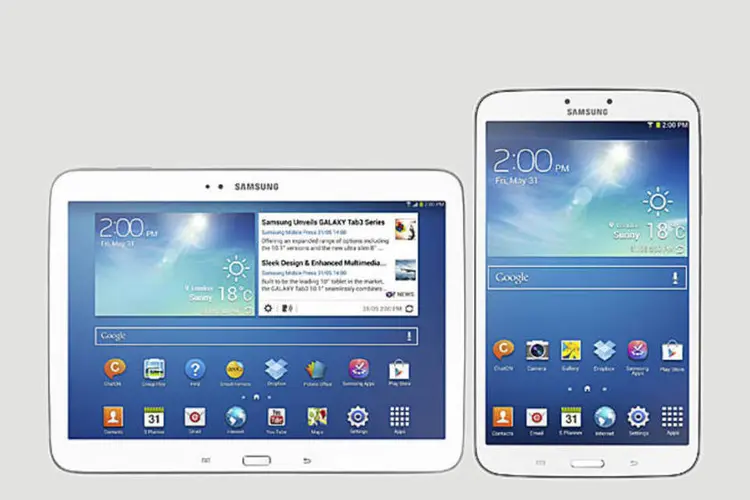 
	Novos Samsung Galaxy Tab 3 de 10,1 e 8 polegadas: dispositivos foram lan&ccedil;ados hoje pela empresa no Brasil
 (Divulgação)