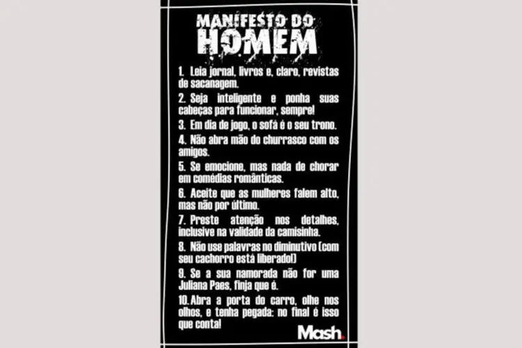 Mash: marca lançou Manifesto do Homem no Facebook (Divulgação)
