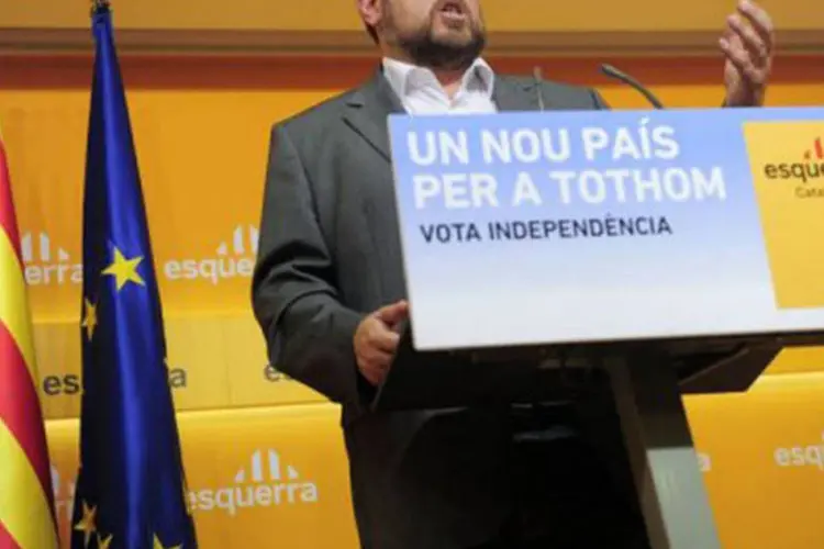 O líder do partido independentista catalão ERC, Oriol Junqueras: após o revés eleitoral, Mas convocou no domingo outros partidos políticos, especialmente o ERC (©AFP / Josep Lago)