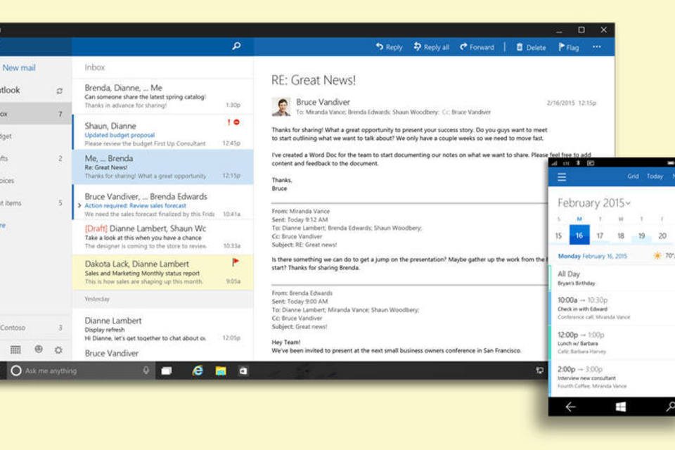 Microsoft lança app Outlook que funciona em iOS e Android