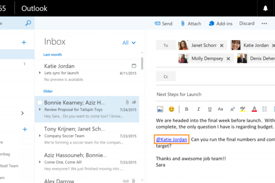 Curtidas e menções chegarão em breve ao Outlook