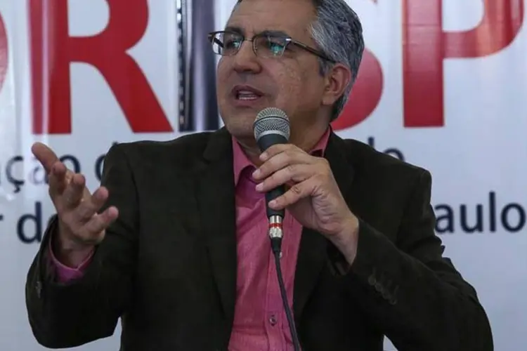 Candidato ao governo de São Paulo pelo PT, Alexandre Padilha, durante a coletiva da Associação dos Jornais do Interior
 (Rodrigo Petterson/Analítica/Divulgação)