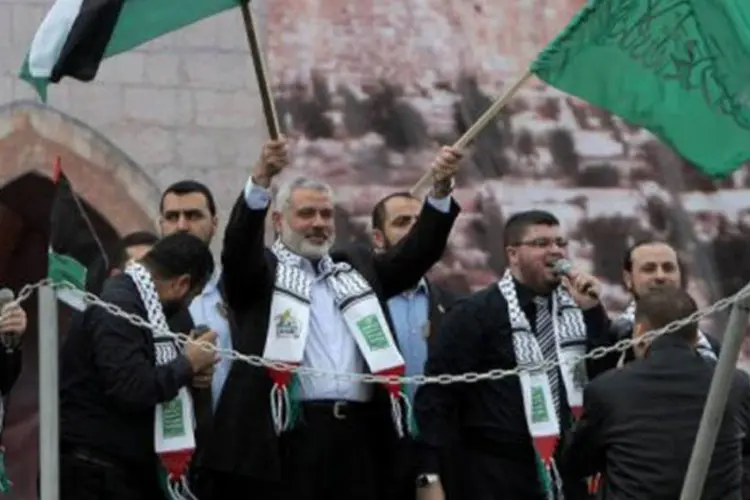 Haniyeh, primeiro-ministro da Autoridade Nacional Palestina (ANP) de 2006 a 2007, e agora do governo do Hamas em Gaza, não costuma viajar ao exterior (Said Khatib/AFP)