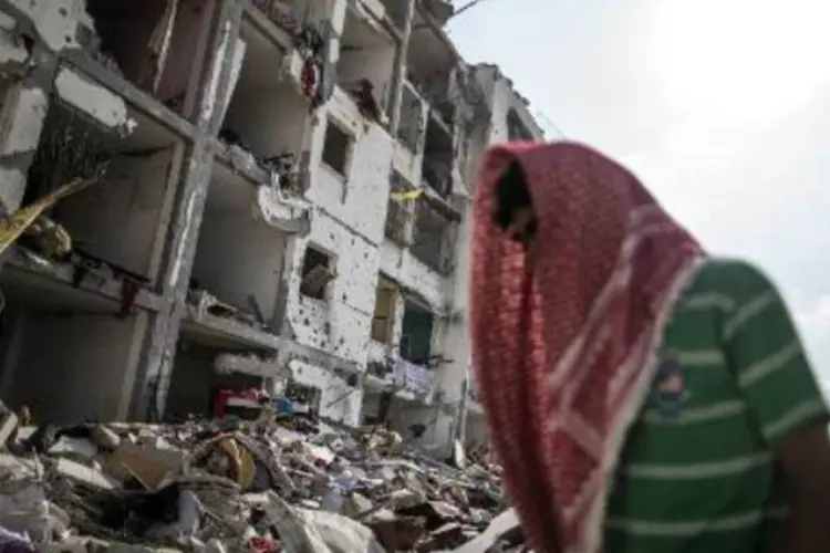 Área destruída em Gaza: discussões já estão encaminhadas para uma paz duradoura (AFP)