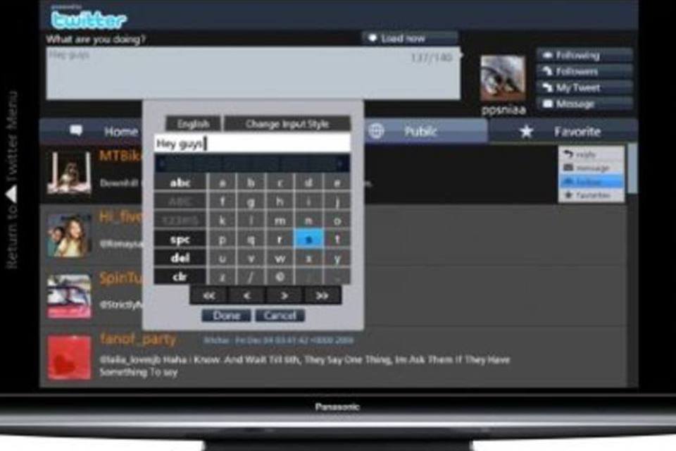 Panasonic lança recurso para acessar o Twitter na TV