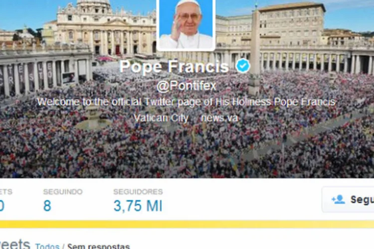 
	Twitter do Papa Francisco: pont&iacute;fice foi mencionado em 8 milh&otilde;es de tu&iacute;tes entre sua elei&ccedil;&atilde;o em 13 de mar&ccedil;o de 2013 e final de janeiro de 2014, indicou o estudo
 (Reprodução/Twitter/Pontifex)