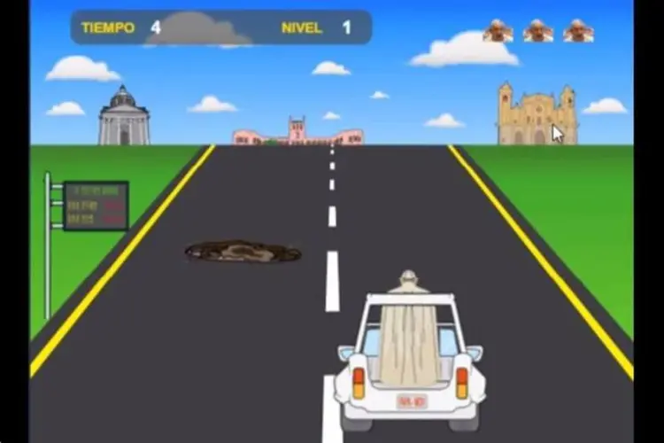 O jogo Papa Road, criado por jovens paraguaios por ocasião da visita do papa Francisco ao Paraguai (Reprodução/Youtube)
