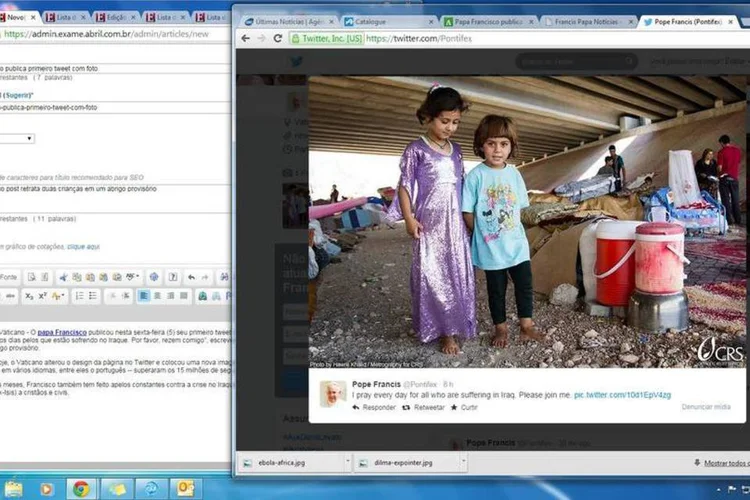 Primeiro tweet do papa Francisco com foto foi postado nesta sexta-feira (Reprodução/Twitter)