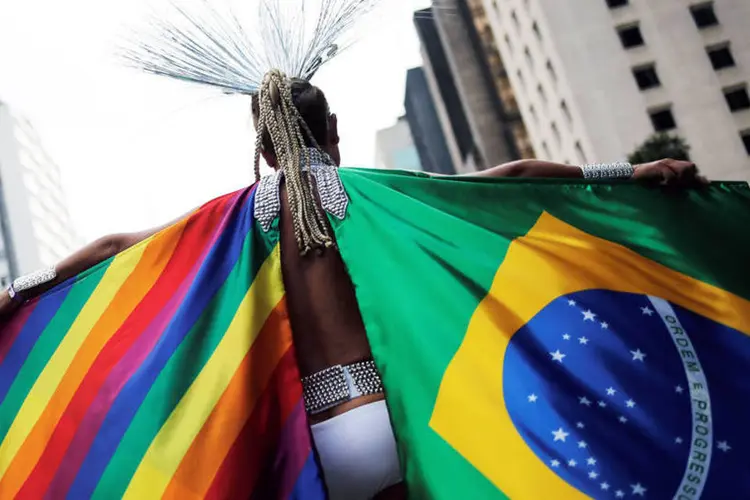 
	Parada Gay em S&atilde;o Paulo: cerca de 1,6 mil pessoas foram mortas no Brasil por raz&otilde;es homof&oacute;bicas,
 (REUTERS/Nacho Doce)