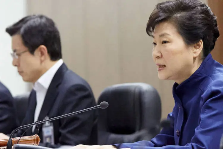 
	Park Geun-hye: Park utilizou palavras fortes, afirmando que a Coreia do Norte vive sobre &quot;um regime de terror extremo&quot;, entre outras duras cr&iacute;ticas
 (YONHAP / AFP)