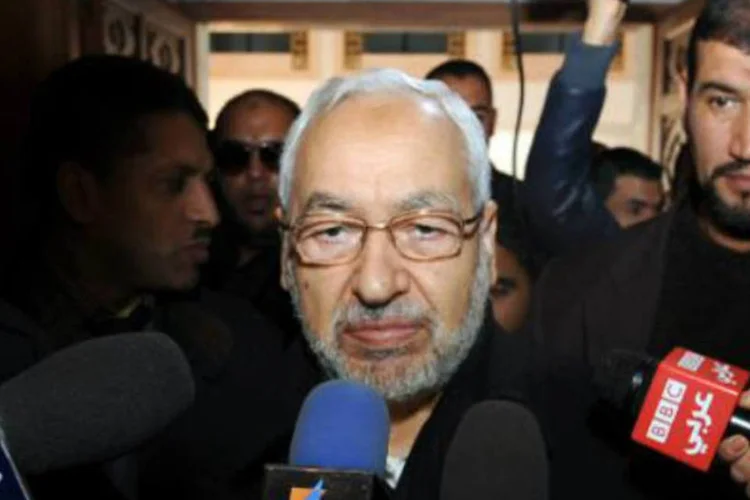 O presidente do partido islamita Ennahda, Rached Ghannouchi: texto examinado é "uma aquisição histórica", disse (qFethi Belaid/AFP)